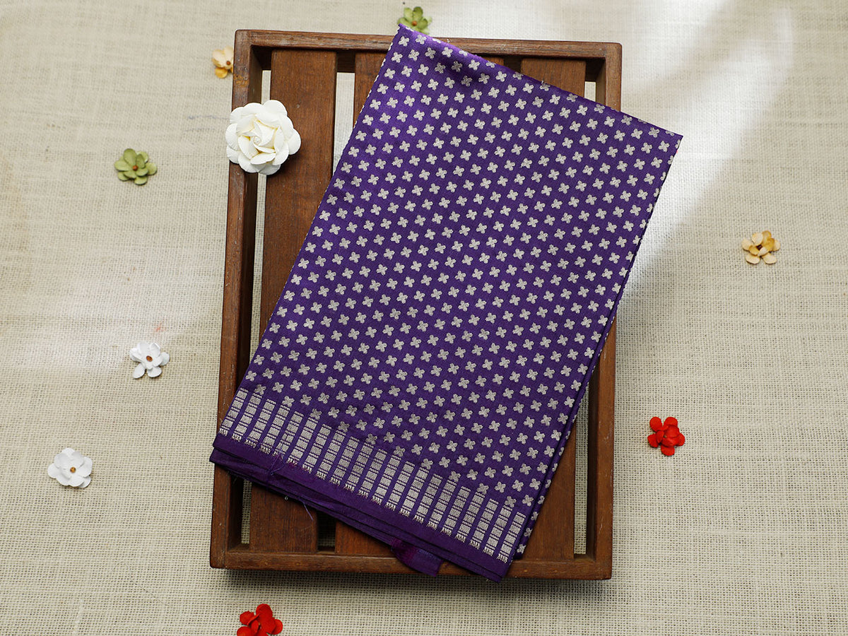Brocade Violet Banaras Silk Unstitched Blouse Material