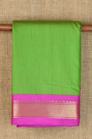 Contrast Zari Border Parrot Green Plain Apoorva Silk Saree