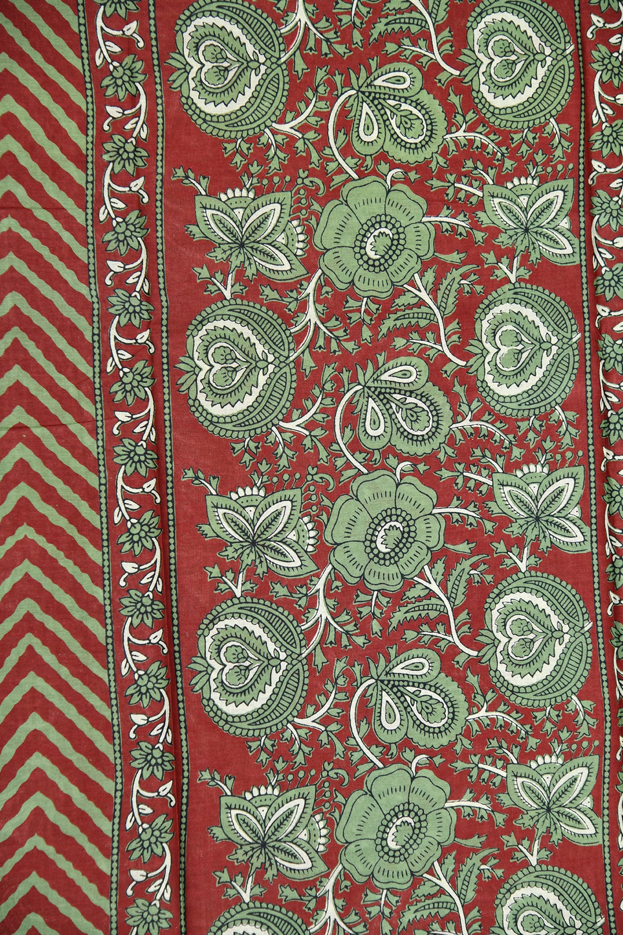 Paisley Floral Design Maroon Printed Cotton Saree