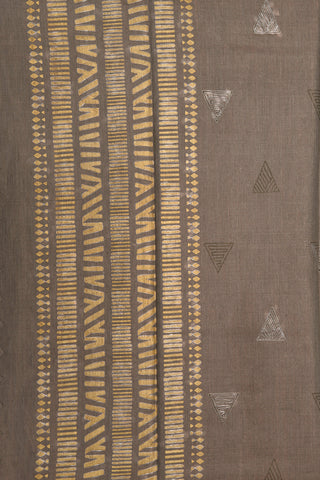 Copper Tissue With Triangle Design Taupe Grey Tussar Saree
