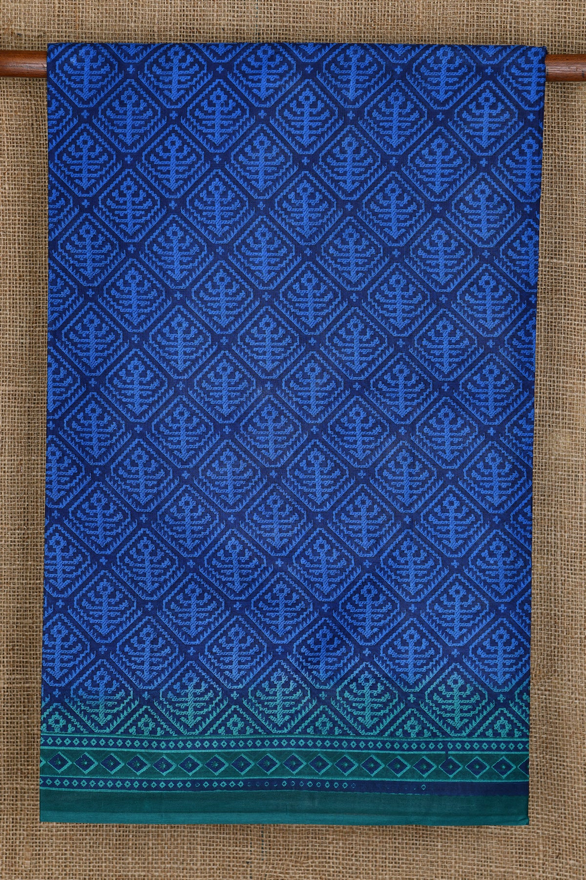 Geometric Design Cobalt  Blue Ahmedabad Cotton Saree
