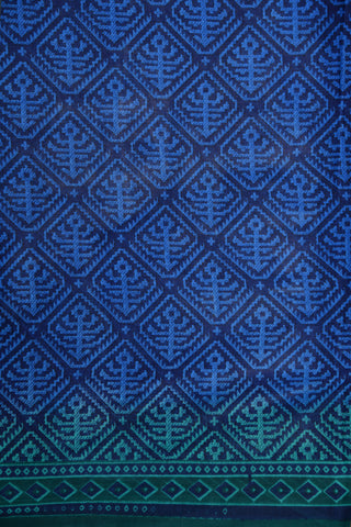 Geometric Design Cobalt  Blue Ahmedabad Cotton Saree