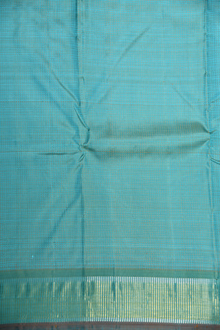 Zari Border With Thread Work Weaving Design Teal Green Kanchipuram Silk Saree