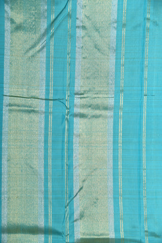 Zari Border With Thread Work Weaving Design Teal Green Kanchipuram Silk Saree
