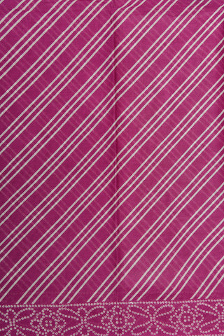 Bandhani Border With Diagonal Lines Magenta Purple Ahmedabad Cotton Saree