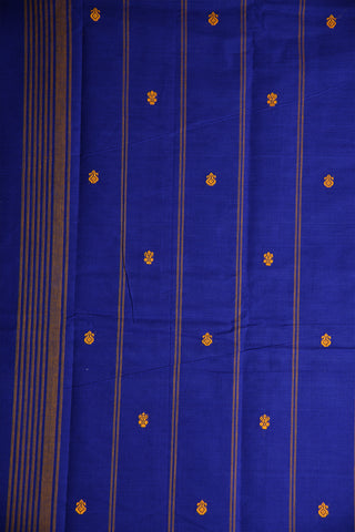 Traditional Thread Work Border And Buttis Royal Blue Kanchi Cotton Saree