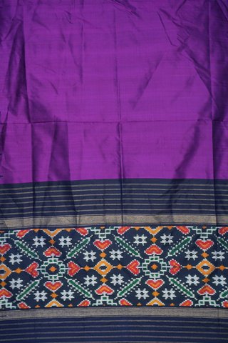 Contrast Zari Border Purple Pochampally Silk Dupatta