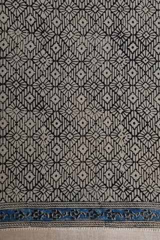 Kalamkari Block Printed Design Black Mangalagiri Cotton Saree