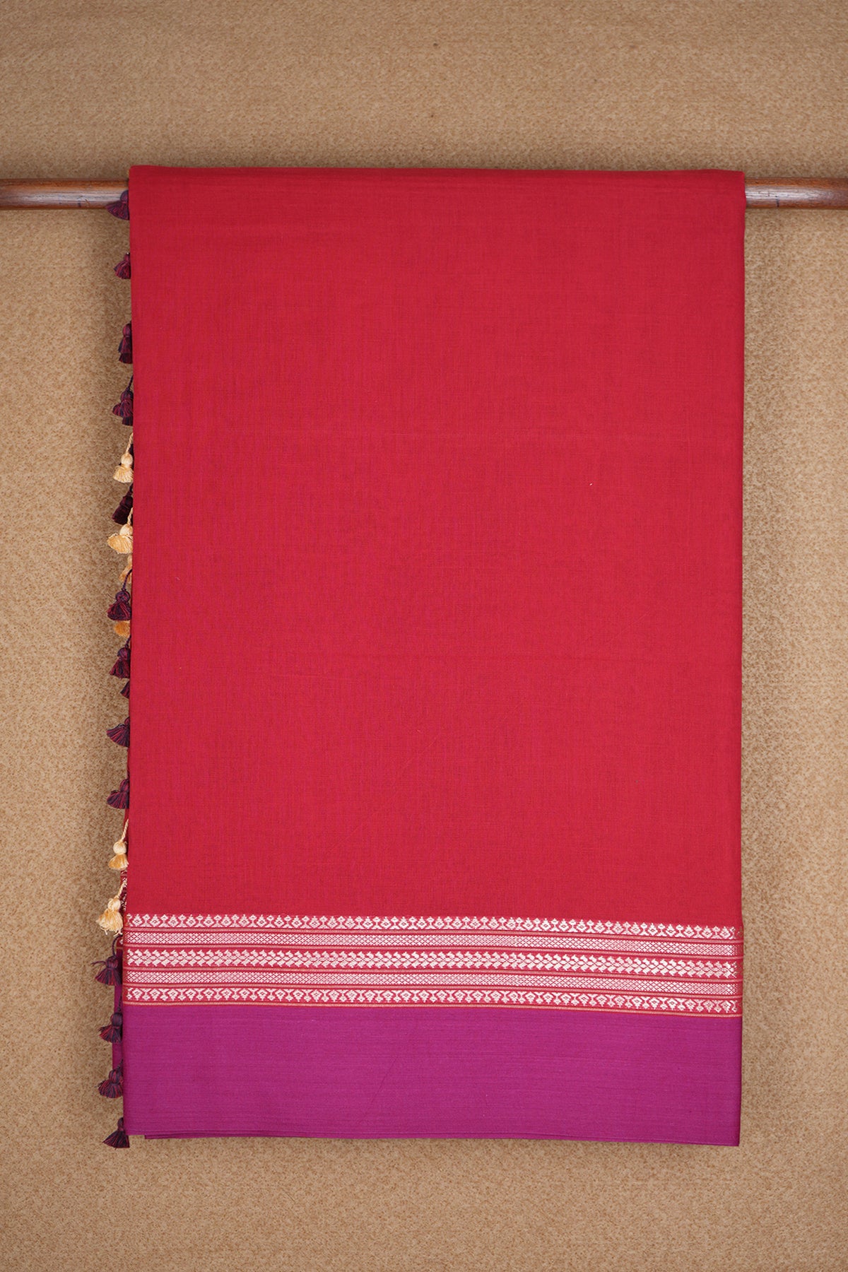 Threadwork Border Chilli Red Bengal Cotton Saree