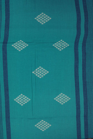 Thread Work Buttis Cerulean Blue Bengal Cotton Saree