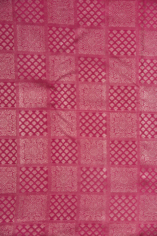 Checked And  With Floral Buttis Punch Pink Kanchipuram Silk Saree