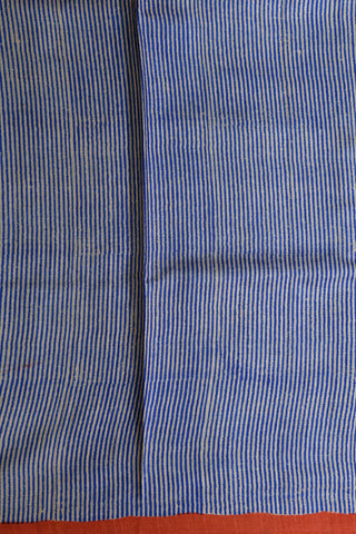 Stripes Royal Blue Tussar Silk Saree