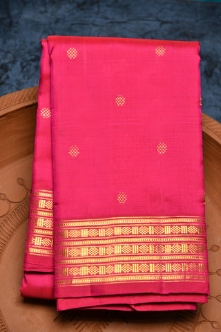 Rudraksh Border Floral Butta Rani Pink Kanchipuram Silk Saree