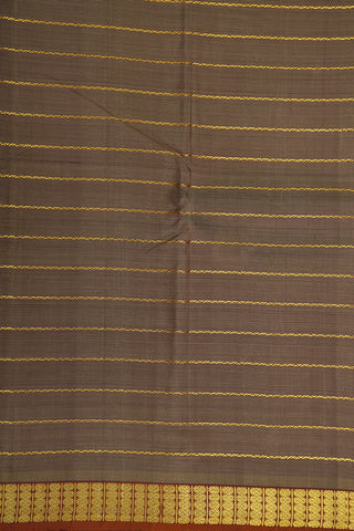 Rudraksh Zari Border With Veldhari Stripes Chocolate Brown Kanchipuram Silk Saree