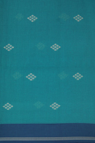 Thread Work Buttis Cerulean Blue Bengal Cotton Saree