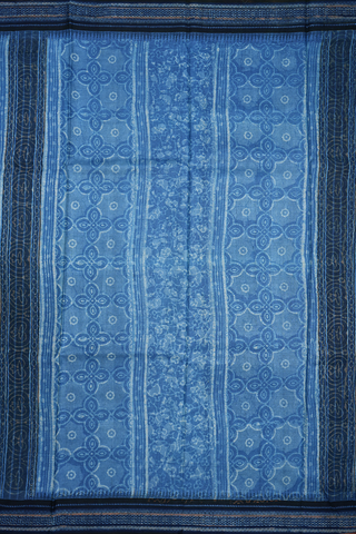 Allover Design Capri Blue Printed Tussar Silk Saree