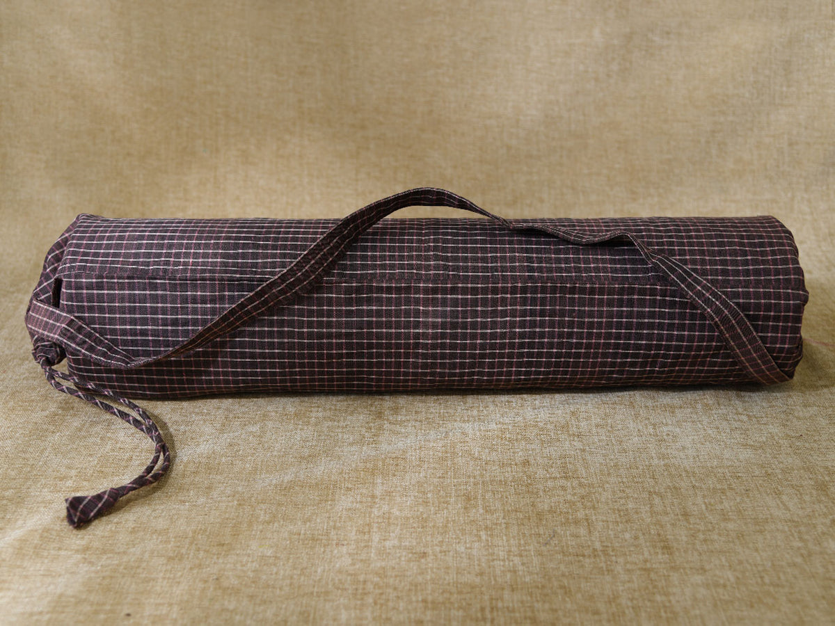 Taupe Brown Hand Spun Cotton Yoga Mat Bag With Belt