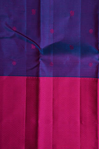 Thread Work Peacock Buttis Purple Kanchipuram Silk Saree