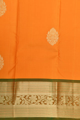 Korvai Big Border With Floral Butta Deep Yellow Kanchipuram Silk Saree