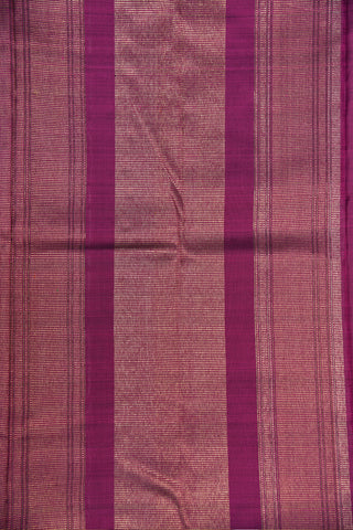 Chevron Zari Border With Thread Work Checks Burgundy Purple Kanchipuram Silk Saree