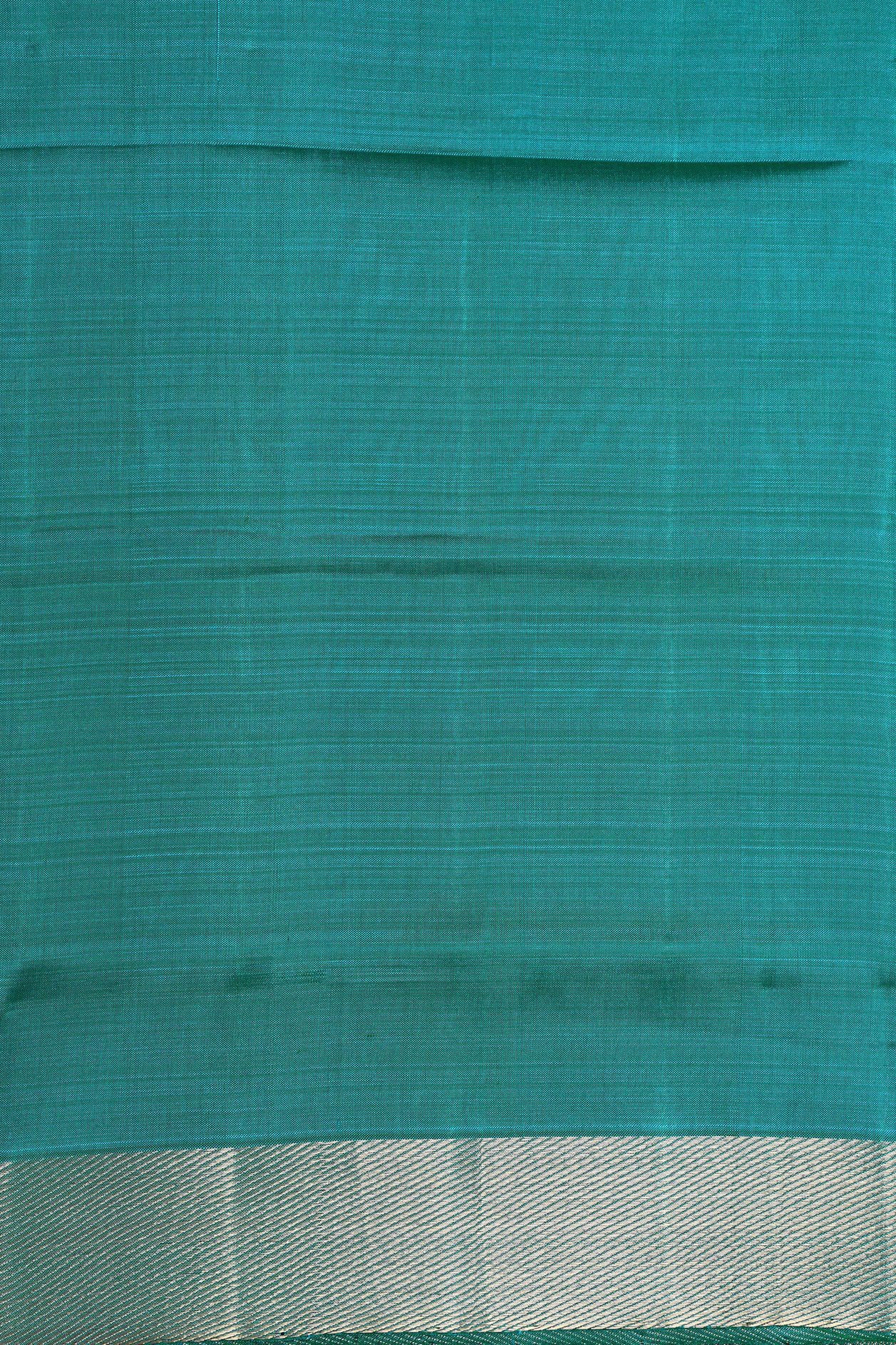 Twill Weave Zari Border In Plain Cerulean Blue Mangalagiri Silk Saree