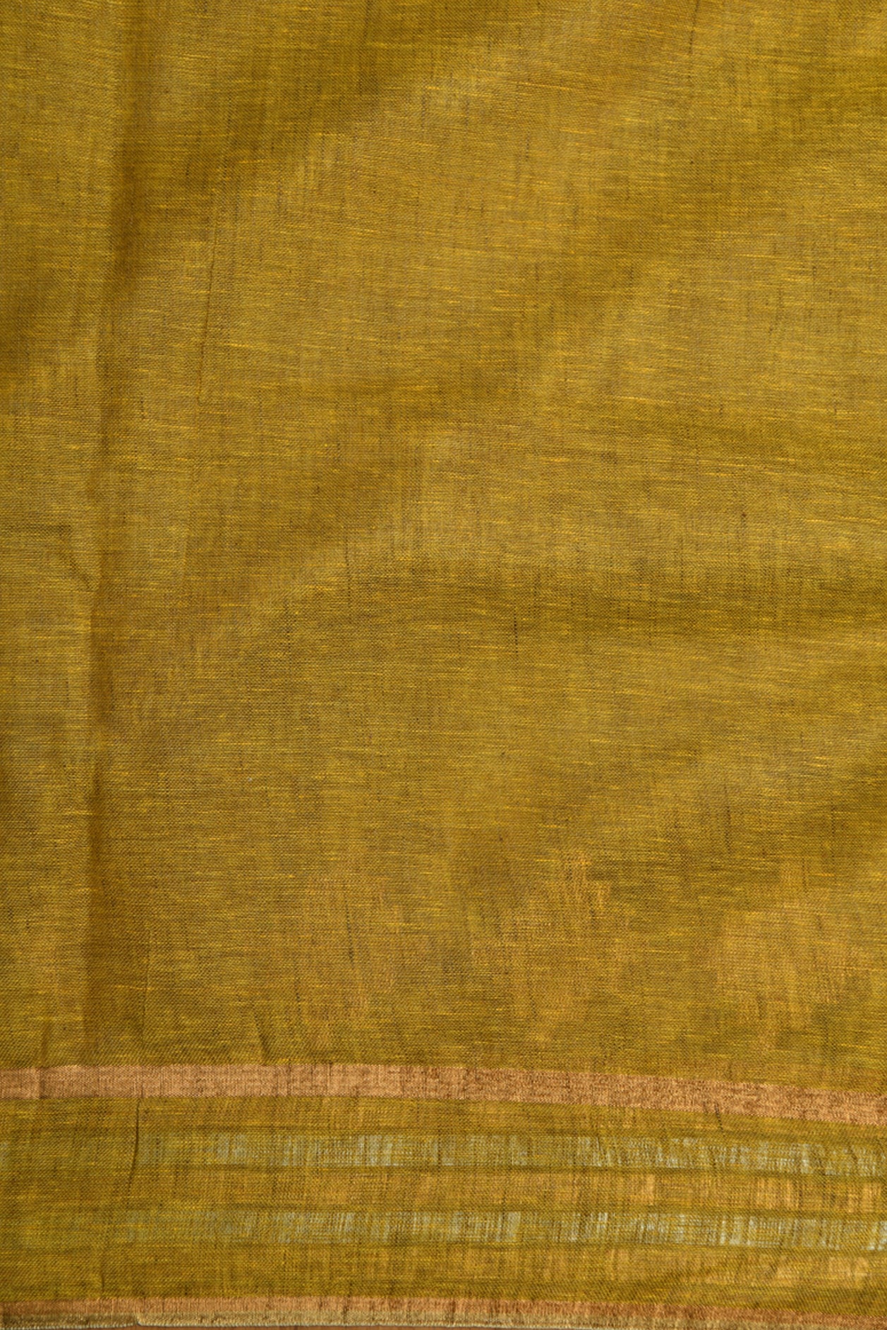 Gold And Silver Zari Olive Green Linen Cotton Saree