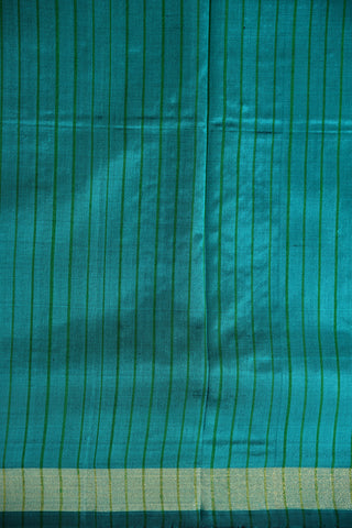 Lines Peacock Green Plain Silk Saree