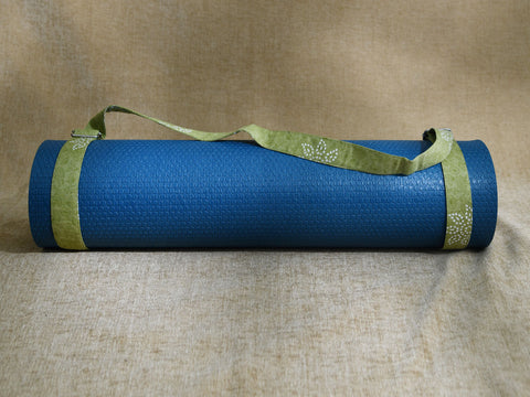 Pastel Green Printed Cotton Yoga Mat Bag With Belt