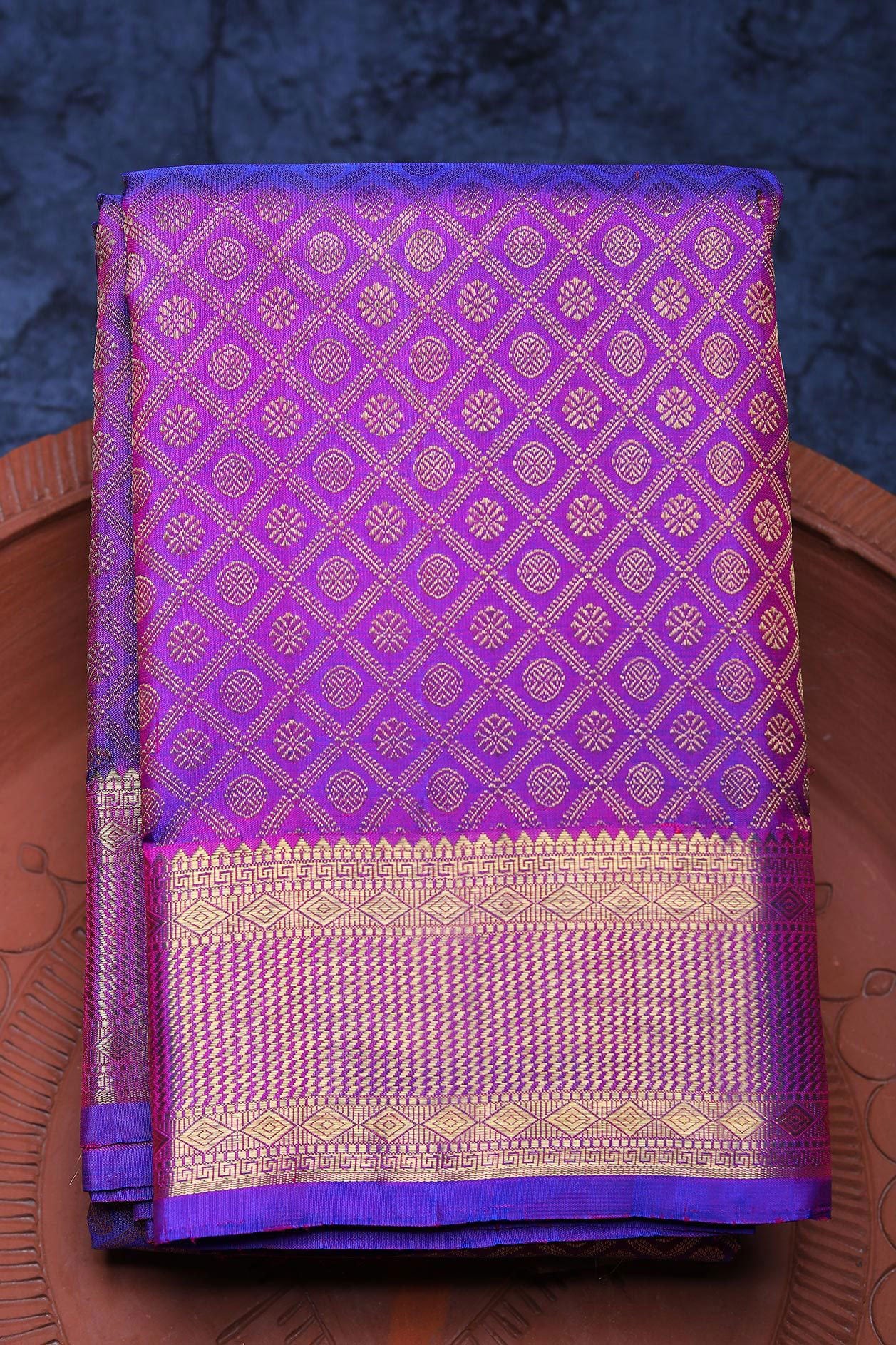 Korvai Border In Brocade Violet Kanchipuram Silk Saree