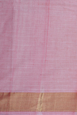 Stripes Zari Border With Paisley Buttis Pastel Pink Paithani Cotton Saree