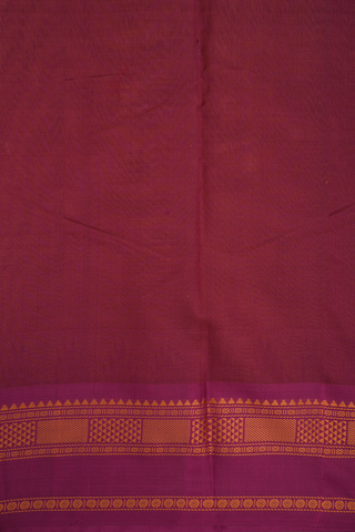 Contrast Silk Border Plain Ochre Orange Gadwal Silk Cotton Saree