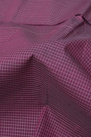 Checks Design Berry Purple Coimbatore Cotton Saree