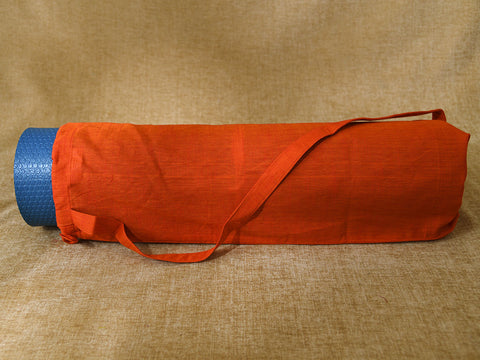 Bright Orange Hand Spun Cotton Yoga Mat Bag With Belt