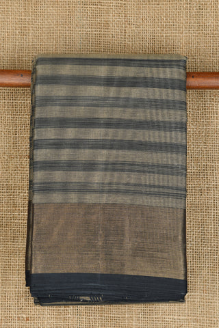 Grey And Black Stripes Kanchi Cotton Saree