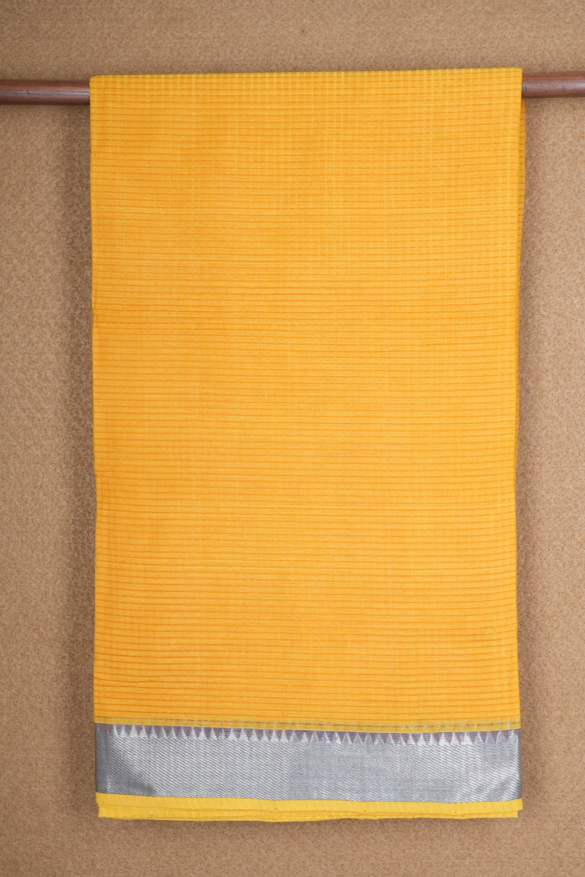 Twill Weave Zari Pattern Border Mango Yellow Mangalagiri Cotton Saree