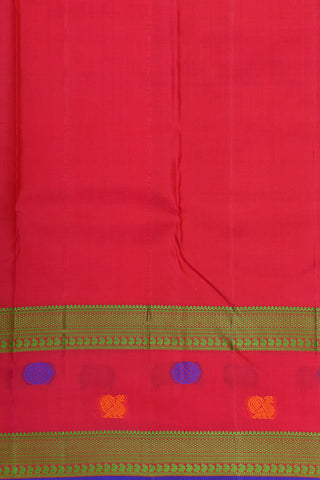 Contrast Thread Work Annam And Rudraksh Border With Buttis Black Kanchipuram Silk Saree
