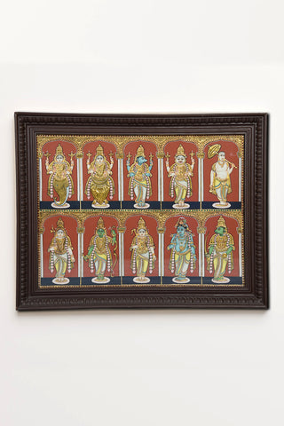 Dashavatar Vishnu Antique Finish Tanjore Painting