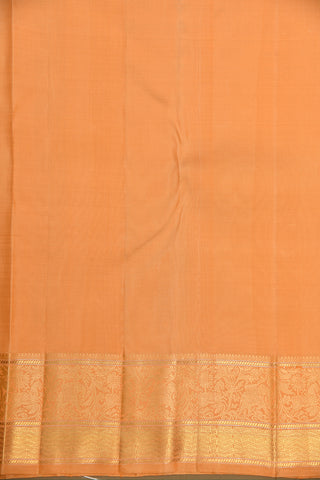 Threadwork And Zari Border With Jacquard Buttis Peach Kanchipuram Silk Saree
