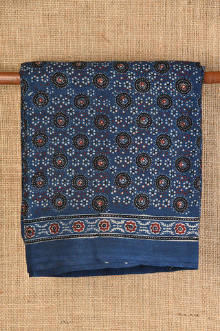 Ajrakh Printed Design Blue Cotton Saree