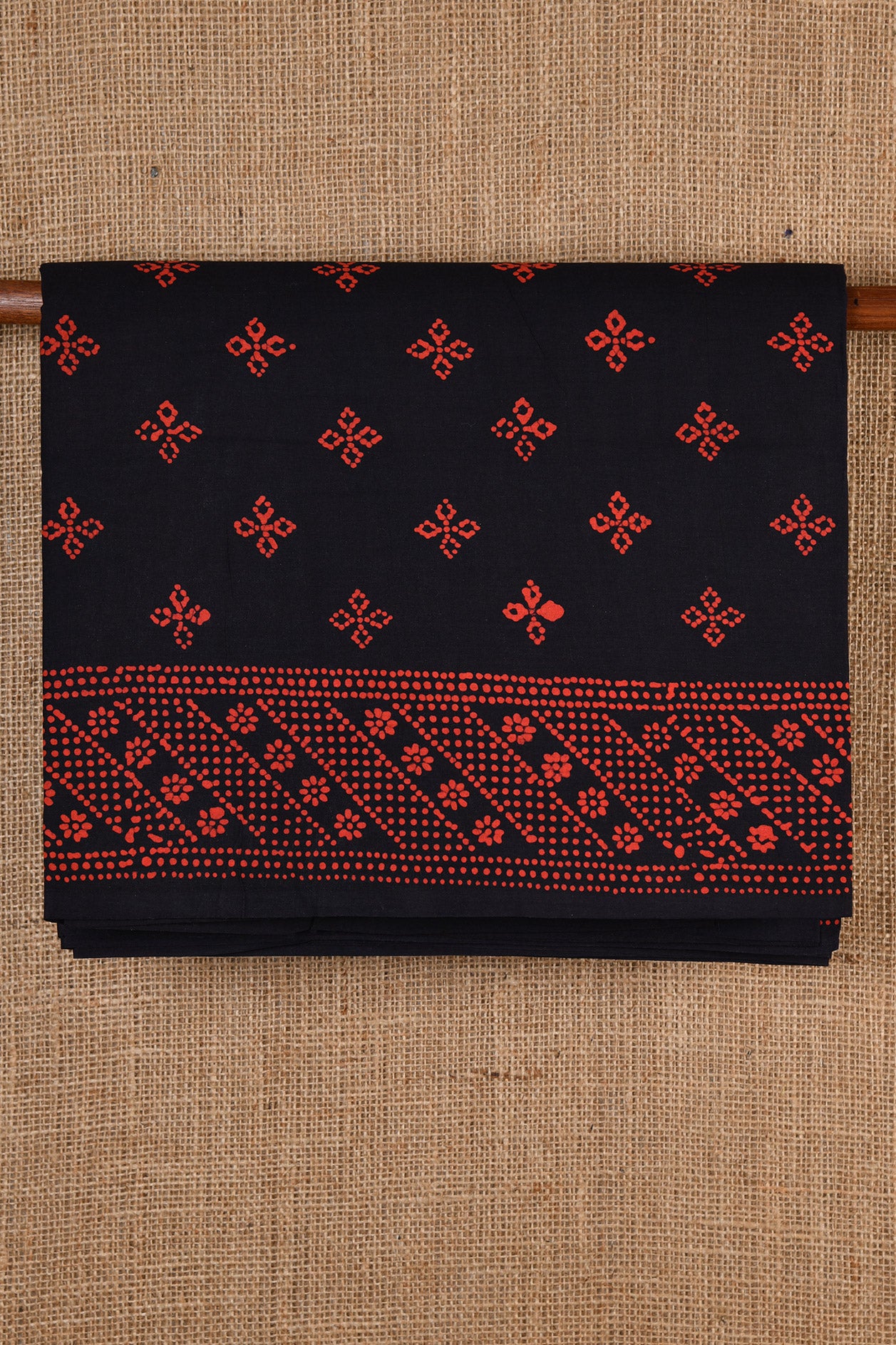 Batik Work Black Sungudi Cotton Saree