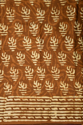 Batik Work With Dark Dusty Green Jaipur Cotton Saree