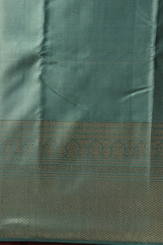 Mayilkann Border Design Stone Blue Kanchipuram Silk Saree