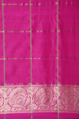 Checks Fancy Border Design Grey Banaras Silk Saree