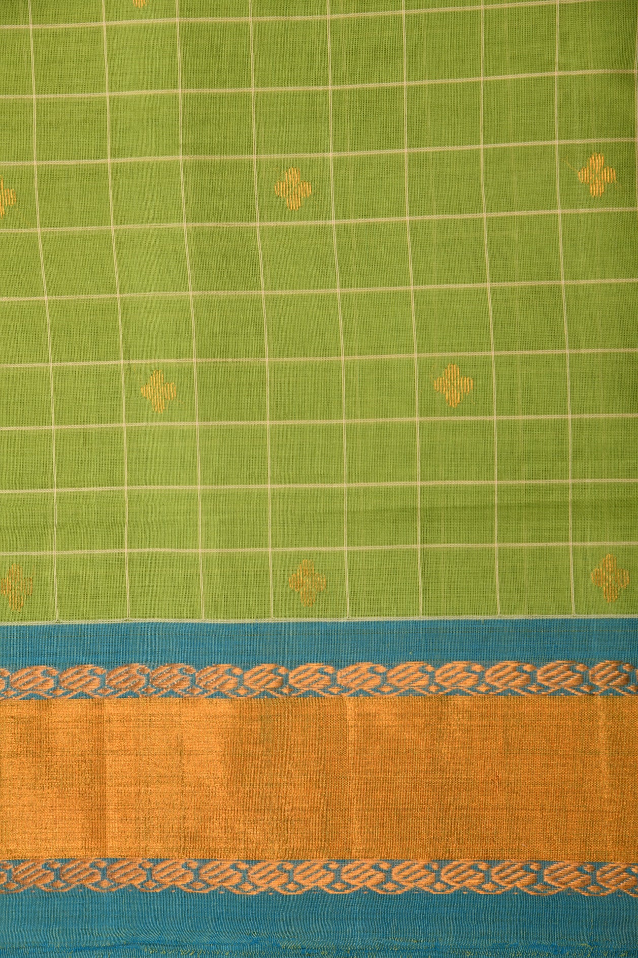 Checked Green venkatagiri Cotton Saree