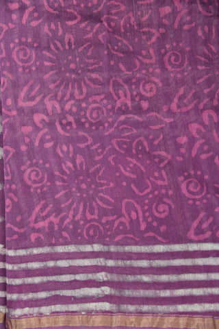 Chevron Design Dusty Purple Maheshwari Cotton Saree