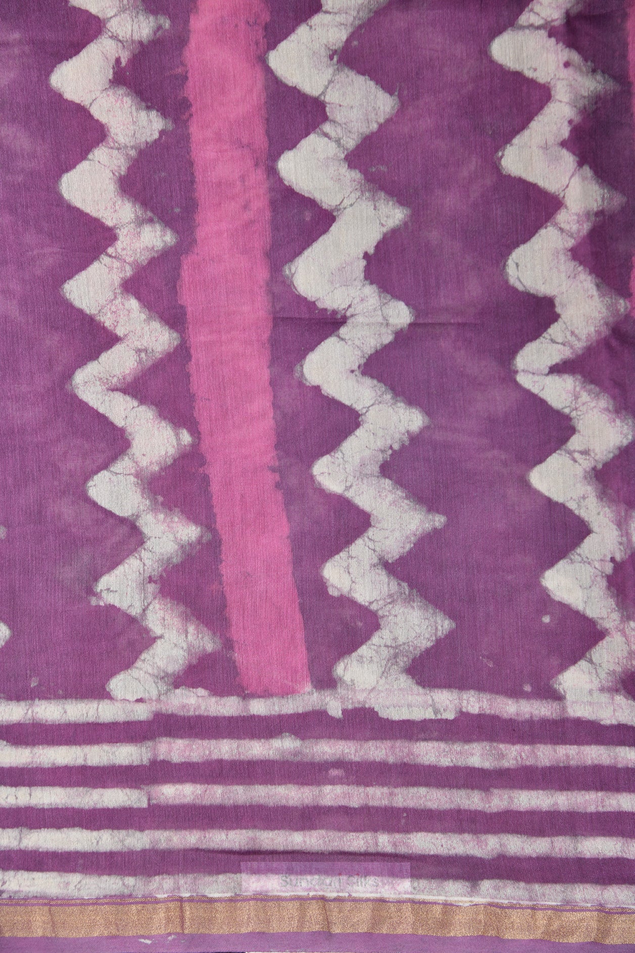Chevron Design Dusty Purple Maheshwari Cotton Saree