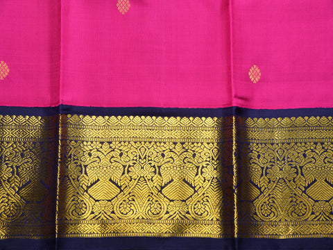 Contrast Border Pink Kanchipuram Silk Pavadai Sattai Material
