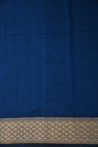 Diamond Border Indigo Blue Maheshwari Silk Cotton Saree