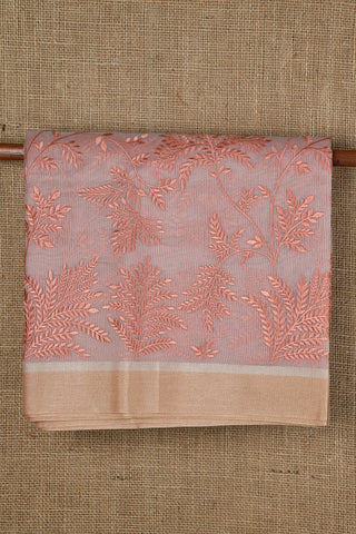 Embroidery Work Leaf Design Dusty Onion Pink Kota Saree