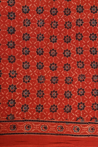 Ajrakh Vermilion Red Cotton Saree